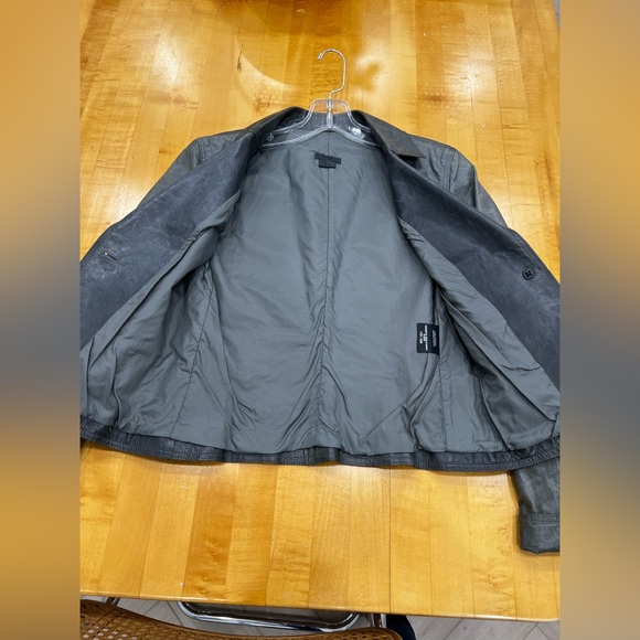 M0851 Gray leather blazer jacket - Picture 3 of 5